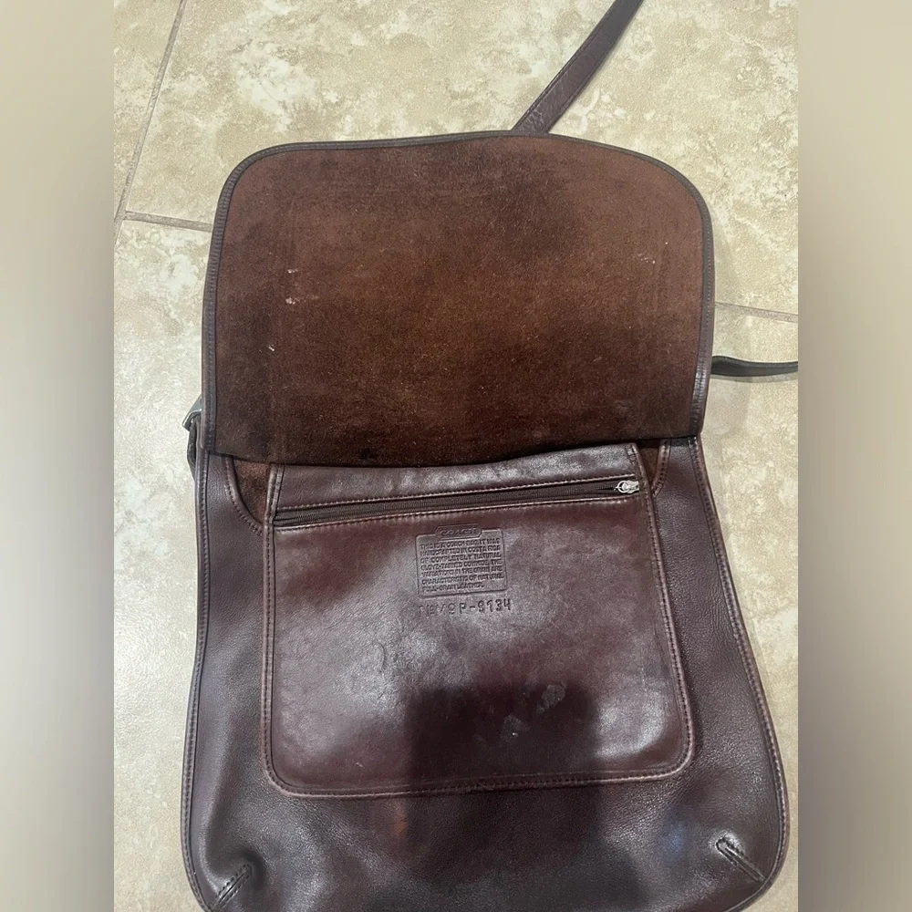 Vintage Coach Dark Brown Leather Bag Hippie Flap m9p-9134 bag